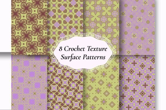 8 Boho Crochet Seamless Digital Papers