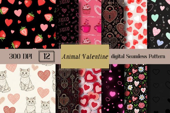 Animal Valentine Seamless Pattern