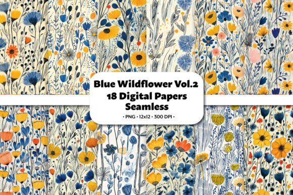 Blue Wildflower Vol.2 Seamless Pattern: A Botanical Collection for Creative Expression