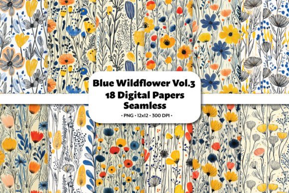 Blue Wildflower Vol.3 Seamless Pattern