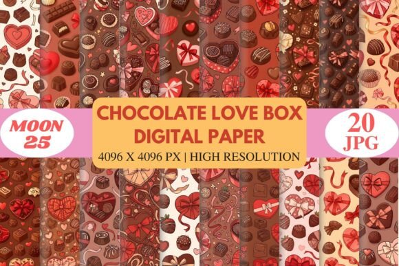 Chocolate Love Box Digital Paper: A Sweet Addition to Your Creative Projects