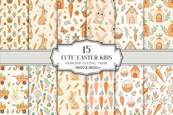 Cute Easter Kids Seamless Digital Paper: A Creative Resource for Designers and Enthusiasts