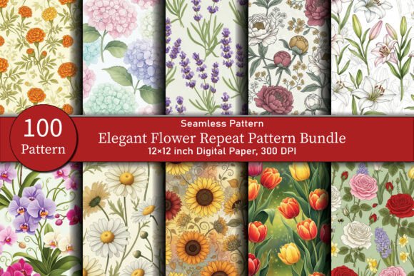 Elegant Flower Repeat Pattern Bundle: A Versatile Resource for Digital Designers