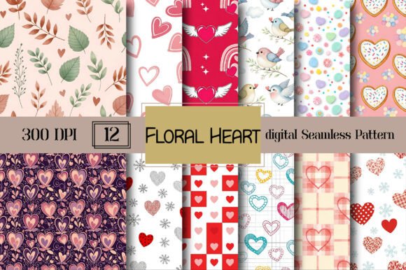 Floral Heart Valentine Seamless Pattern