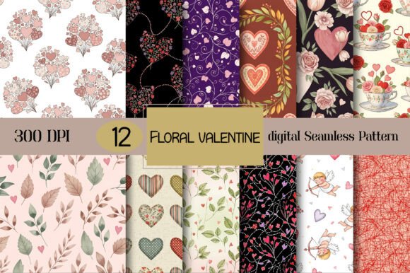 Floral Valentine Seamless Pattern