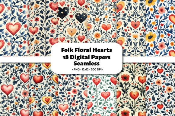 Folk Floral Hearts Seamless Pattern: A Versatile Design for Creative Projects