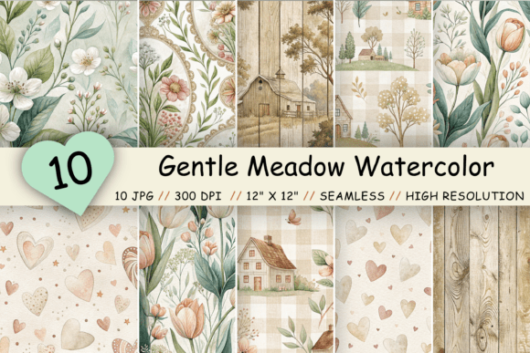 Gentle Meadow Watercolor Digital Paper: A Versatile Resource for Creative Projects
