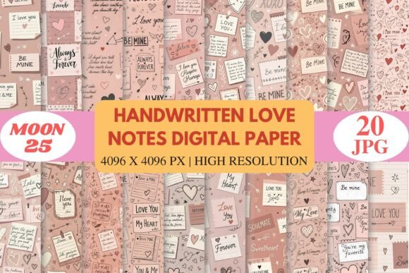 Handwritten Love Notes Digital Paper: A Touch of Romance in Every Design