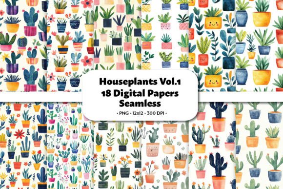Houseplants Seamless Pattern Vol.1