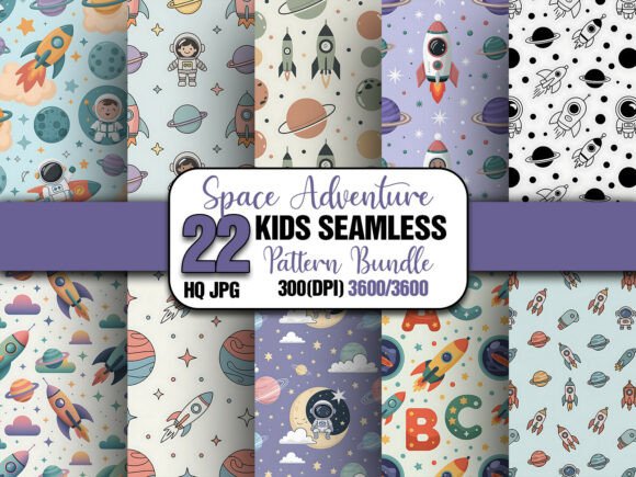 Kids Space Seamless Pattern Pack