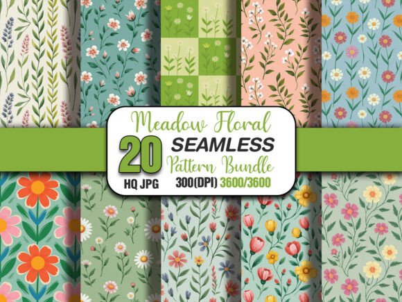 Meadow Floral Seamless Pattern Set