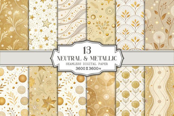 Neutral Metallic Digital Paper Bundle: A Versatile Design Resource for Creators and Professionals
