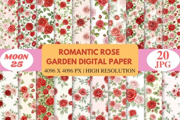 Romantic Rose Garden Digital Paper