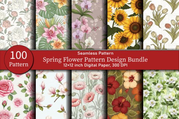 Spring Flower Pattern Design Bundle: A Versatile Resource for Digital Creativity