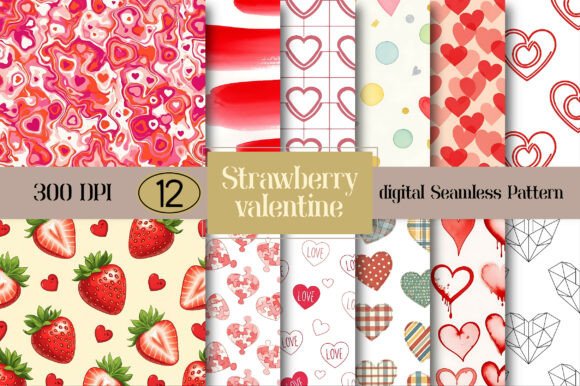 Strawberry Valentine Seamless Pattern