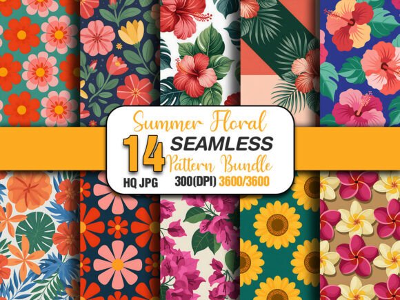Summer Floral Seamless Pattern Pack