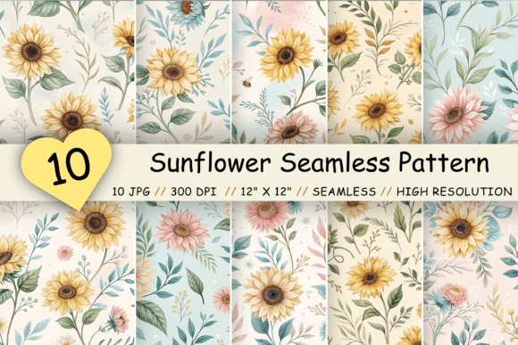 Sunflower Seamless Pattern Bundle: A Versatile Digital Design Resource