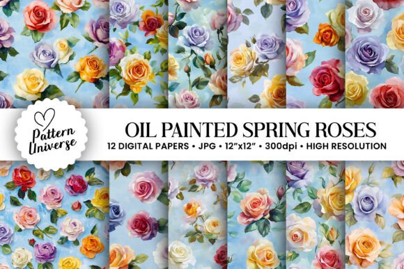 Watercolor Oil Painted Roses Pattern: A Versatile Design for Creative Projects