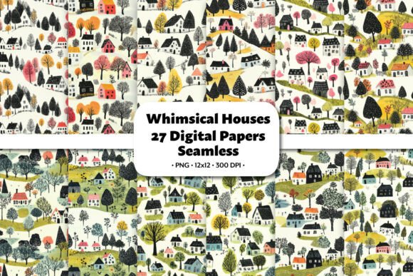 Whimsical Houses Seamless Pattern: A Cozy Addition to Creative Projects