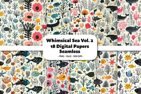 Whimsical Sea Seamless Pattern Vol.2: A Creative Ocean of Design Possibilities