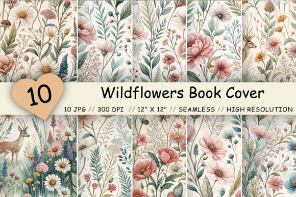 Wildflowers Seamless Book Cover Pattern